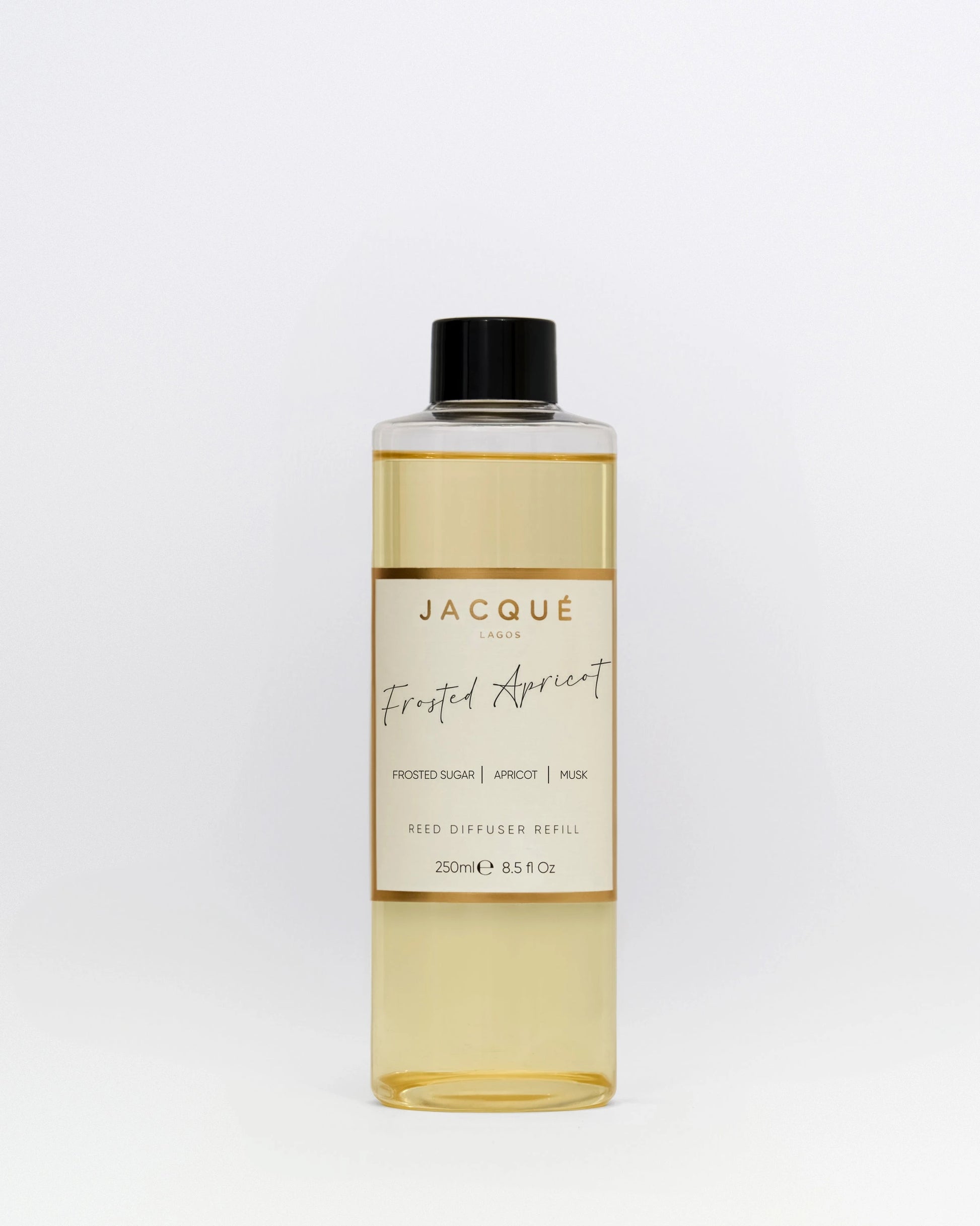 Frosted apricot refill in transparent bottle